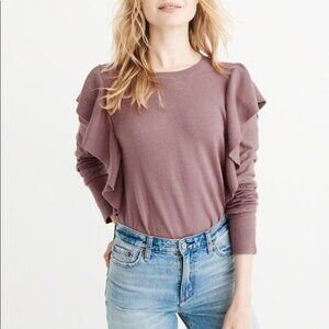 Abercrombie & Fitch Flutter Sleeve Tan Sweater SMALL